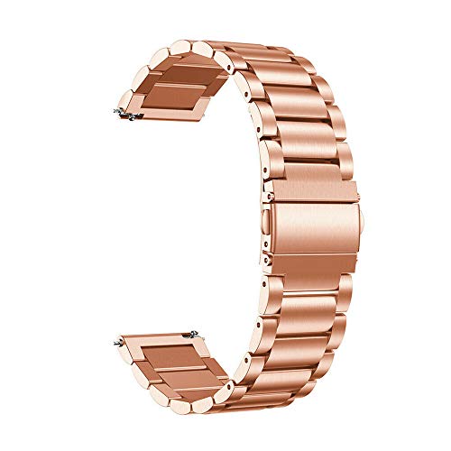 20mm Watchbands for Samsung Gear S2, MeiLiio Stainless Steel Wrist Band Metal Strap Compatible with Galaxy Watch 42mm/Galaxy Watch Active 40mm/Galaxy Watch Active2 40mm 44mm Band Women&Men (Rose Gold)