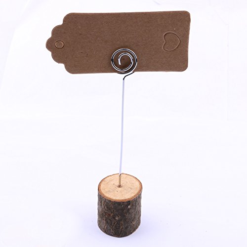 Dedoot Wood Base Wedding Table Name Number Holder, 20pcs Tree Branches Wedding Menu Seat Clip Wooden Photo Holder Wood with Wire Party Business Card Holder Decoration