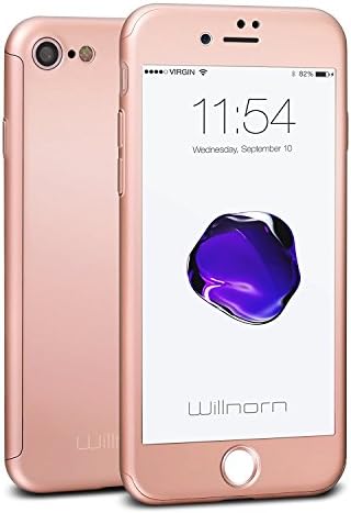 Willnorn iPhone 7 case Ultra Thin 360° Full Body Protective Case Cover For iPhone 7 4.7" With Scratch HD Clear Screen Protector … (Rose Gold) 