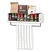 Rustic State Wall Mount Wood Floating Shelves with Metal Rail & Towel Bar - Spice Rack Display - Kitchen, Bathroom, Living Room, Bedroom Wall Décor Storage Organizer - White