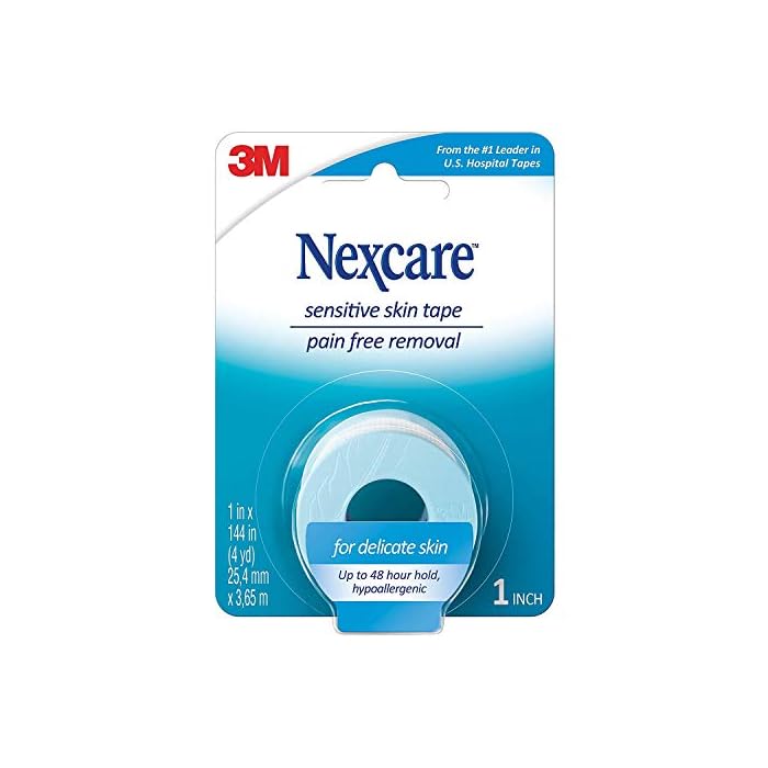 Nexcare Sensitive Skin Tape, 1 in x 4 yds, 2 Count (Pack of 1)