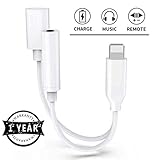 for iPhone Headphone Adapter Connect to 3.5mm Headphone Aux Audio Charge Jack for iPhone X/XS/XSMax/XR/8/8 Plus/7/7Plus Chargers Power Adapters Support Music and Charger Compatible iOS12 System White
