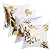 Christmas Bronzing Pillow Cover Merry Christmas Throw Pillow Case Elk and Snowflakes Throw Pillow Case Modern Cushion Cover Square Pillowcase Decoration for Christmas Sofa Bed Chair Car 18 x 18 Inch