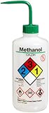 Nalgene 2425-0503 LDPE Right-To-Know Methanol Safety Wash Bottle, 500mL Capacity, 28mm Polypropylene Closure (Pack of 6)