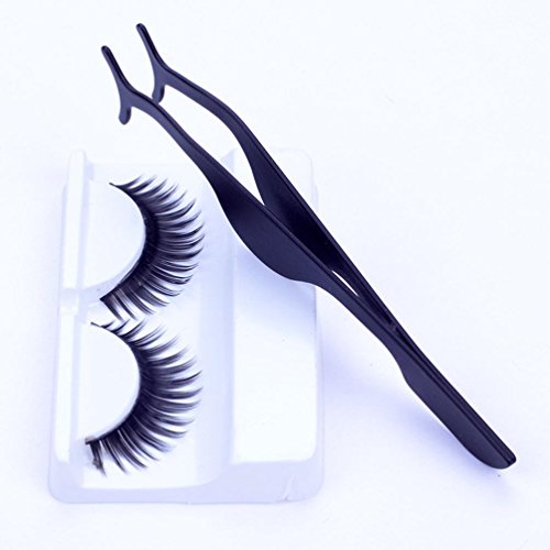 TONSEE False Eyelashes Extension Applicator Remover Clip Tweezers Nipper (Black)