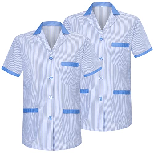 MISEMIYA - Paquete 2 Unidades - Camisa MÉDICO Unisex Enfermera Uniforme Limpieza Laboral ESTÉTICA Dentista W820 - M, Celeste