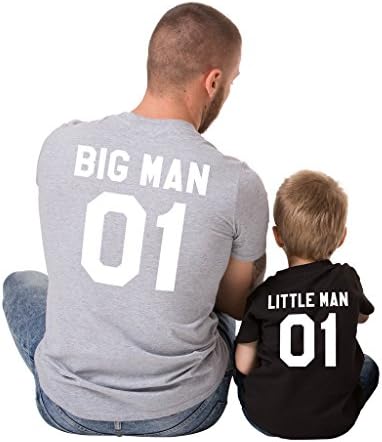 Epic Tees Big Man &amp; Little Man Back Print Family T-Shirts (Grey/Black)-2XL/0-3M