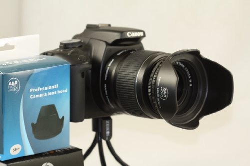 A&R Professional Lightweight 58mm Digital Tulip Flower Lens Hood For canon 18-55mm , 28-80mm , 28-90mm , 28-105mm , 55-250mm , 70-300mm , 75-300mm , 100-300mm , 50mm 1.4 , 85mm 1.8 with Lens cap Holder and Lens cleaning Kit