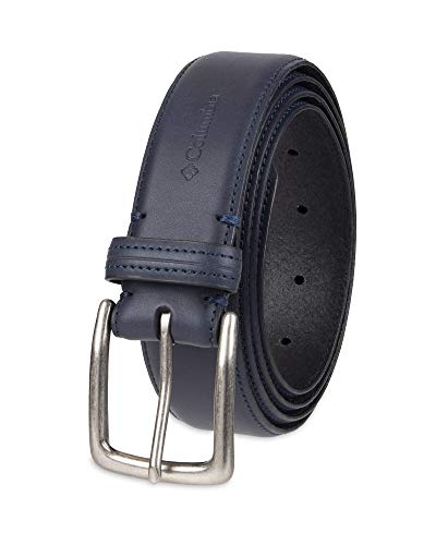 Columbia Men's Casual Leather Belt -Trinity Style for Jeans Khakis Dress Leather Strap Silver Prong Buckle Belt , -navy, 42
