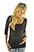 Mommylicious Black and White Striped Seamless Scoop Neck Maternity Top (Black White Striped)