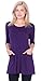 Popana Women's Tunics With Pockets - Loose Fit Round Neck Tunic Top to Wear With Leggings - Made In USA X-Large Eggplant