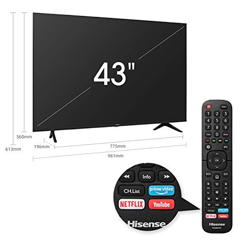 Hisense A7100F 43A7100F TV 109.2 cm (43") 4K Ultra HD Smart TV Wi-Fi Black - Hisense A7100F 43A7100F, 109.2 cm (43"), 3840 x 2160 pixels, LED, Smart TV, Wi-Fi, Black - Afbeelding 5