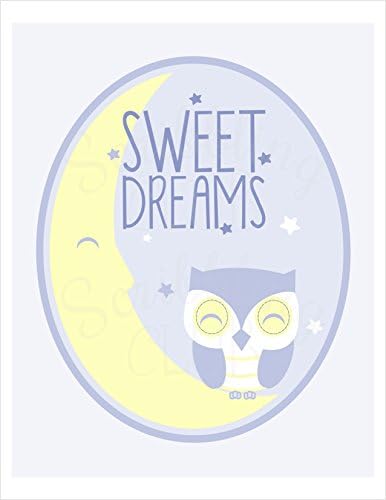 Nursery Wall Art Nursery Decor Art Print SWEET DREAMS Owl and Moon 2 UNFRAMED and UN-MATTED Art Print