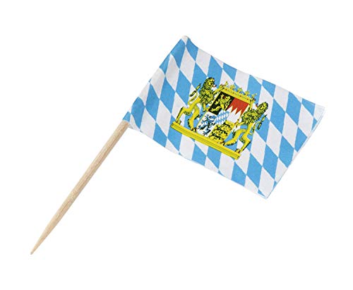 image for Juvale Oktoberfest Cocktail Picks - 200-Pack Disposable Bavarian Flag 