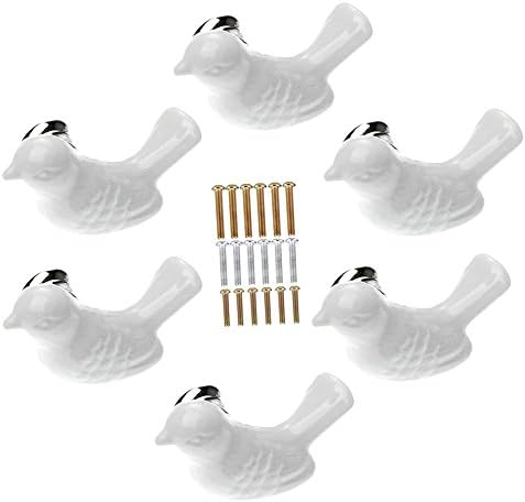6PCS Bird Shaped Ceramic Drawer Cabinet Knobs
