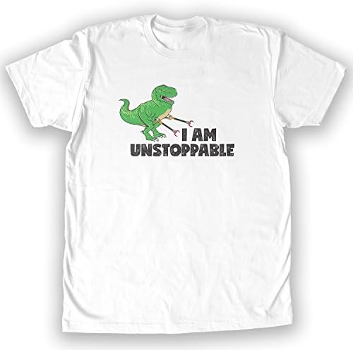 Death By Novelty - I Am Unstoppable T-Rex Men's Fashion T-Shirt White