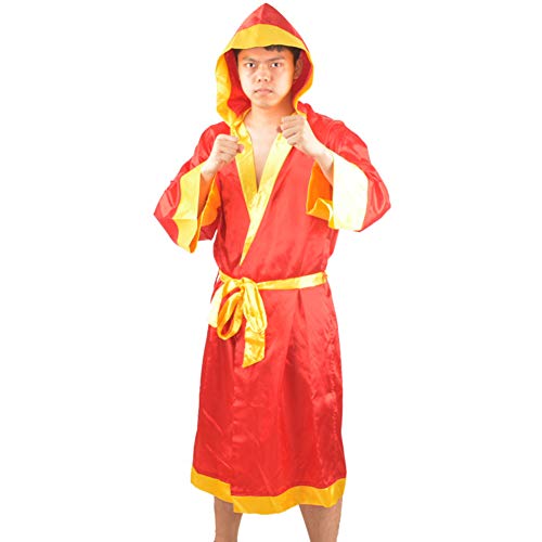 Heaven2017 Boxing Robe with Hood for Men MMA Boxing Match Muay Thai (Red M)