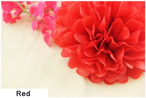 Art Paper Tissue Art Paper Tissue 15 Pcs 4" Tissue Paper Pom Poms Paper Pom Pom Decorations Flower Balls Wedding Party Decoration Supplies (Red)