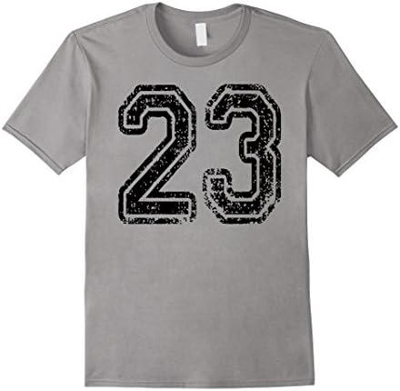 Mens Number 23 T-Shirt - Grungy Sports Team Tees - both sides Medium Slate