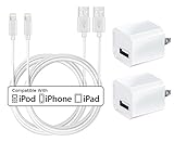 USB Wall Charger, Certified Tricon 5W 1A USB Portable Power Adapter with 6 FT / 2 Meter Lightning to USB Charging Cable - iPhone iPad Samsung iOS10 (2 Pack) White