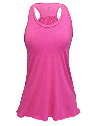 Flowy Burnout or TriBlend Racerback Tank (L, Pink Triblend)