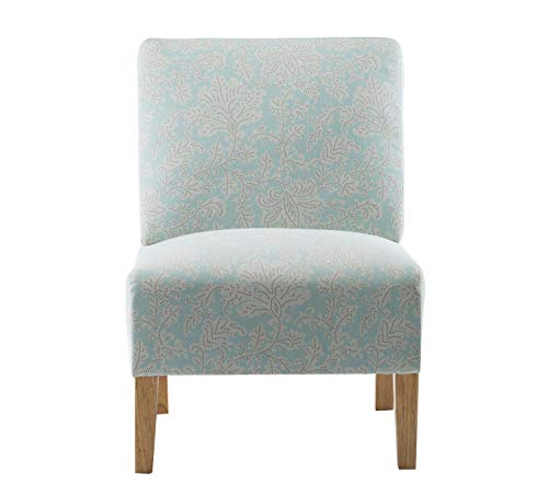 Accent Chair Armless with Blue Flower Fabric for Bedroom Reading Living Room, Modern Slipper Sofa Chair, Mid Century Throne Chair for Wedding, Vanity Chair for Makeup - Set of 2 (Blue Flower)