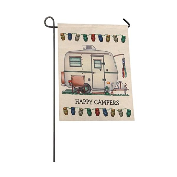 ZTY66-Outdoor-Home-Decor-Flax-Garden-Flag-HAPPY-CAMPERS-126-x-18-Motor-Homes-Pattern-One-sided
