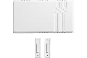 KORA Wired Doorbell Chime Kit, White, 2 Tune, 2 Buttons Included, with 1 Lighted, 80dB, AC/DC Power Source. (W/O Transformer,