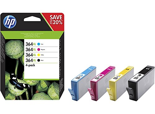 HP 364XL (N9J74AE) Multipack Original Druckerpatronen 1xSchwarz, 1xBlau, 1xRot, 1xGelb für HP DeskJet 3070A, 35xx, HP OfficeJet 4620, 4622, HP Photosm