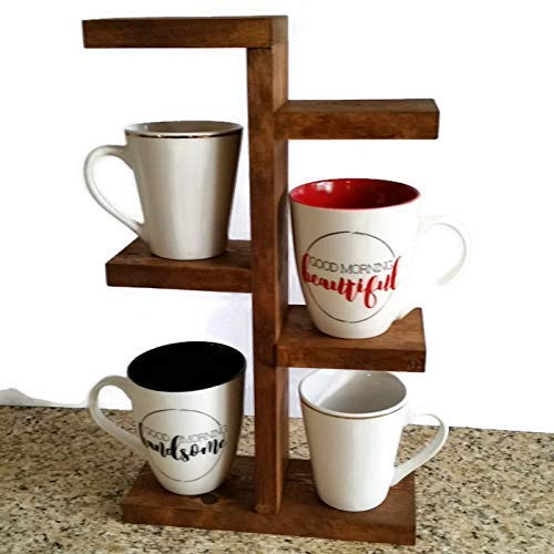 Rustic coffee mug stand 6 tiers farmhouse plant stand