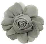 Gray Chiffon Rosette Hair Clip - 4