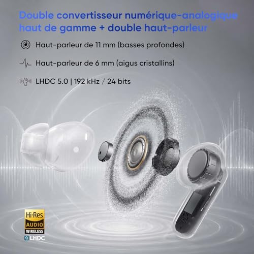 realme Buds Air 8 Pro Wireless Bluetooth Headphones, Adaptive 55dB, 11mm+6mm Speakers Dual DAC, 50H Battery Life, LHDC, Hi-Res Audio, Bluetooth 6.1, Noise Reduction AI Calls, IP55, Black