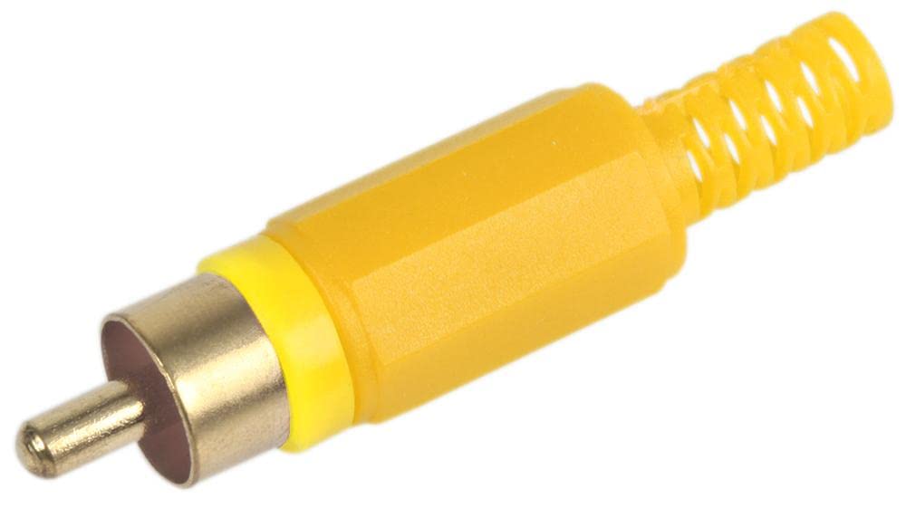 PRO SIGNAL Yellow Phono Plugs – Pack of 10 Gold Plated RCA Connectors with Strain Relief – PS11512