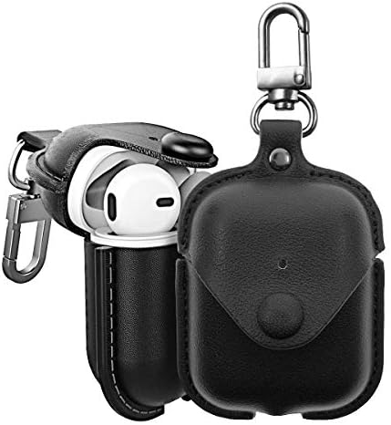 AirPods Case,AirPods Accessories Set with Keychain,Genuine Leather Portable Shockproof Protective Cover for Apple AirPods Earphones Charging Case