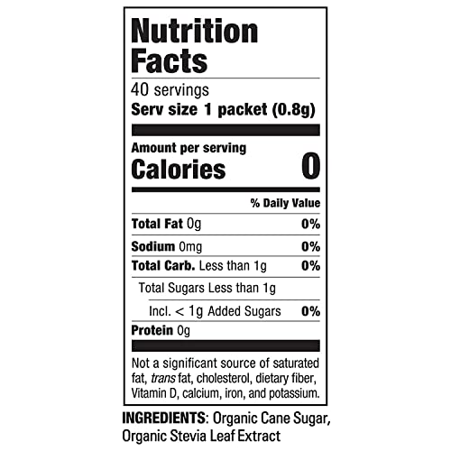 Organic Stevia In The Raw, Plant Based Zero Calorie Natural Sweetener