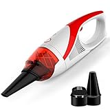 Hand held Vacuum, Evertop CMV(B) Car Vacuum Cleaner Portable with Quick Charge Tech and Cyclonic Suction, for dirt on car, table, chair, cabinet, bed etc (Red)