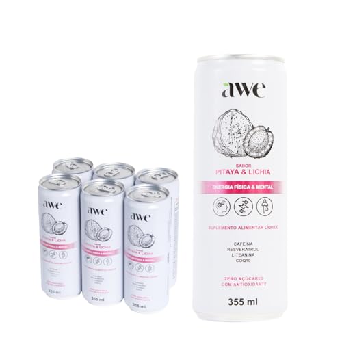 AWE Pack Pitaya Lichia - Suplemento Energético com 6 Latas de 355 ml