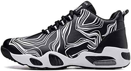 Qiusa Men Basketball Shoes Outdoor Athletic Cushion Air Sport Boots Training Sneakers (Color : Black, Size : 9=43 EU)