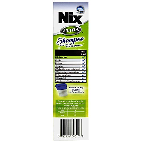 NIX Ultra Shampoo Lice Treatment Kills Super lice & Eggs Includes