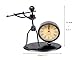 Classic Vintage Old Fashion Iron Art Musician Clock Figure Ornament for Home Office Desk Decoration Gift (C63 Flute)