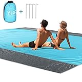 Beach Blanket Sand Proof Oversized Waterproof Windproof Beach Mat with Stakes, Huge Ground Cover 9′ x 7′ for 5 Adults Lightweight Beach Blanket Picnic Mat for Travel, Hiking, Camping, Festival