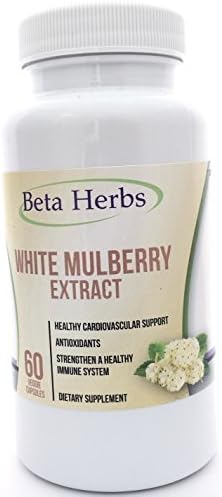 Premium White Mulberry Leaf Extract 1000mg veggie capsules for fast weight loss; Natural support for high and low blood sugar. Anti-oxidant and rich in fiber and protein. May lower cholesterol.