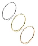 LOYALLOOK 1mm Stainless Steel Women's Plain Band Stacking Midi Rings Comfort Fit Wedding Band Ring 9#