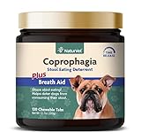 NaturVet - Coprophagia Stool Eating Deterrent Plus Breath Aid - Deters Dogs from Consuming Stool - Enhanced with Breath Freshener, Enzymes & Probiotics - 130 Chewable Tablets