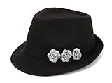 Boardwalk Empire Inspired Rose Rhinestone Fedora Thug Gangster Prohibition Rockabilly Twenties Fifties Hat