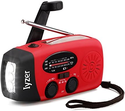 Emergency Weather Radio [2018 Upgraded] Solar Hand Crank AM FM NOAA Radio Portable with LED Flashlight, All Weather Radio with 1000mAh for iPhone/Smart Phone--By Iyzer (Red)