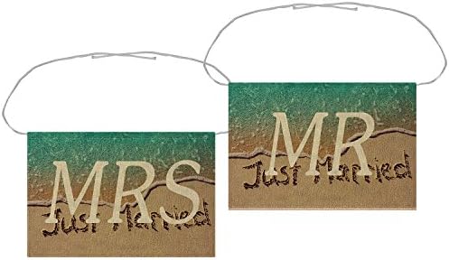 Mr & Mrs Chair Banner Set Just Married Beach Love Background Chair Sign Garland for Rustic Vintage Wedding Party Chair Decoration