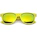 zeroUV Retro Large Square Colored Mirror Lens Horn Rimmed Sunglasses 55mm (Yellow/Yellow Mirror)