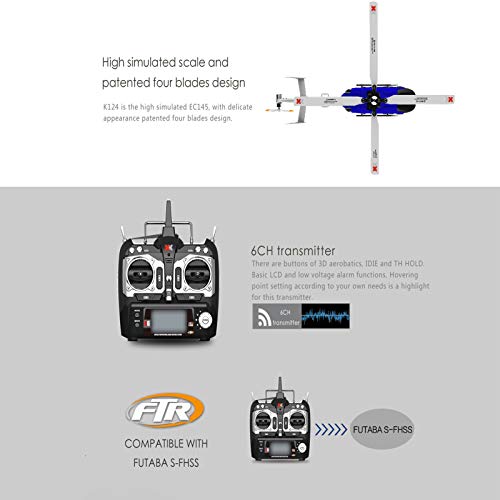 WZRY RC-Hubschrauber, 2,4G 6-Kanal-Gyro-Balance-System und Schutzsystem, mit bürstenlosem 3D-6G-System-Motorhubschrauber… – Bild 4