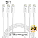 Sunnest 6Pack 3FT 8 Pin Lightning to USB Data Cable Sync and Charging Cord Wire for iPhone 6s plus, 6s, 6 plus, 6, 5s, 5c, 5, iPad Air, iPad Mini, iPod Touch(White)